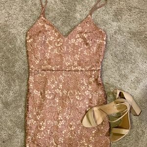 Pink Lace Overlay Dress